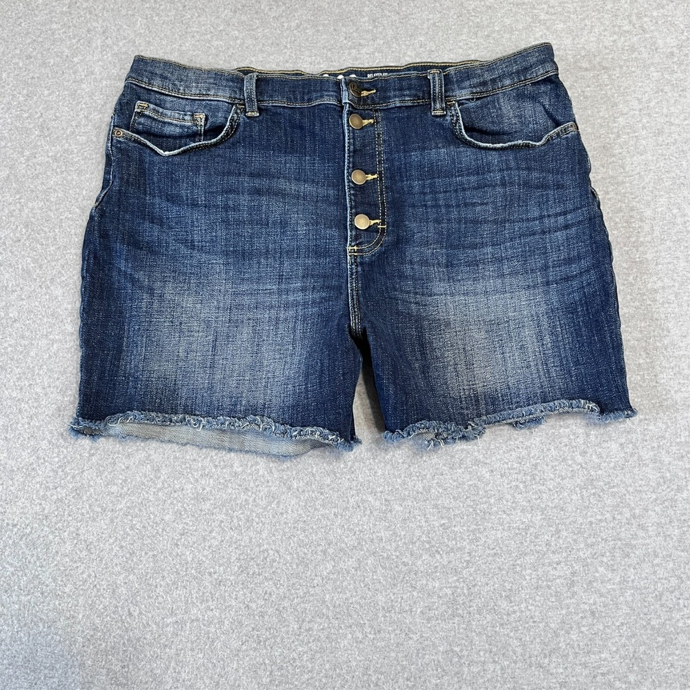 Lee Shorts Womens 20 Blue Cutoffs Relaxed Fit High Rise Exposed Button Denim